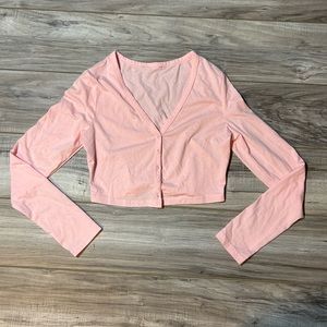 Pink Cropped Cardigan